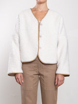 Naomi Jacket In Reversible Double Face Corduroy - Cream