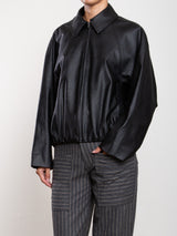 Andre Bomber Jacket In Vegan Leather - Black