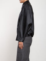 Andre Bomber Jacket In Vegan Leather - Black