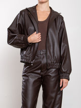 Lucien Bomber Jacket in Pebble Leather - Espresso