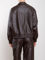 Lucien Bomber Jacket in Pebble Leather - Espresso