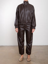 Joss Barrel Pant In Pebble Leather - Espresso