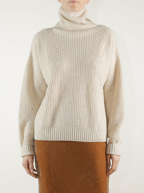 Nicole Turtleneck in Recycled Cashmere - Ivory