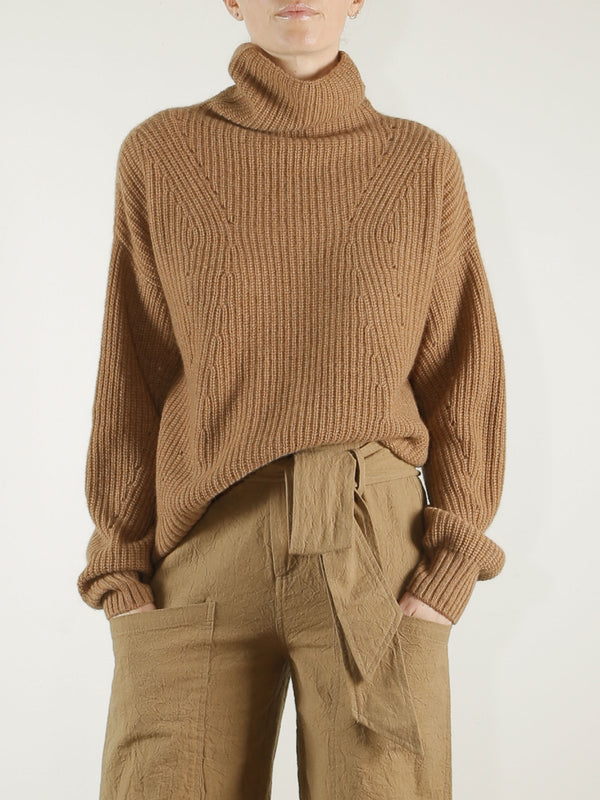 Nicole Turtleneck in Recycled Cashmere - Harvest