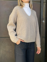 Bea V-Neck Sweater - Flax