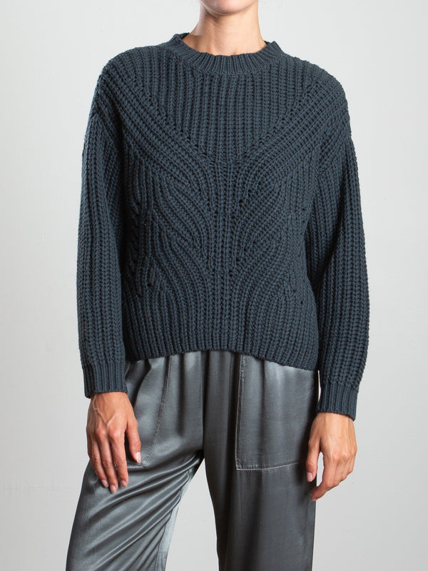 Ersa Crop Cotton Sweater - Juniper