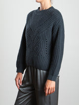 Ersa Crop Cotton Sweater - Juniper