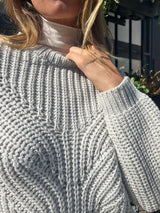 Ersa Crop Cotton Sweater - Stone