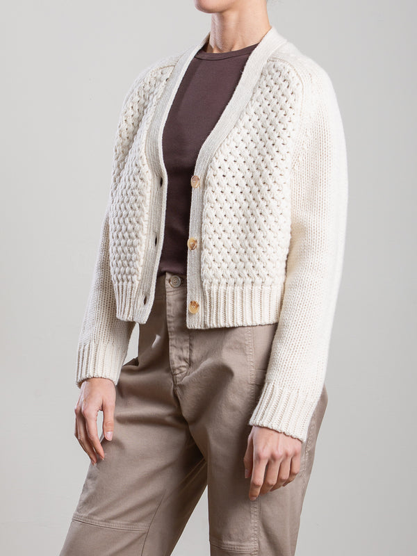 Jovie Cardigan in Wool Cashmere - Ivory