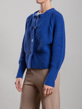 Raina Cardigan in Cotton Knitwear - Cobalt
