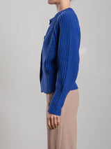 Raina Cardigan in Cotton Knitwear - Cobalt