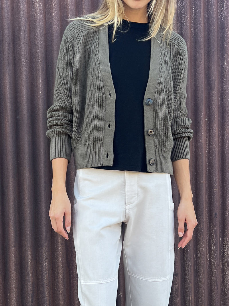 Bree Cotton Cardigan - Army