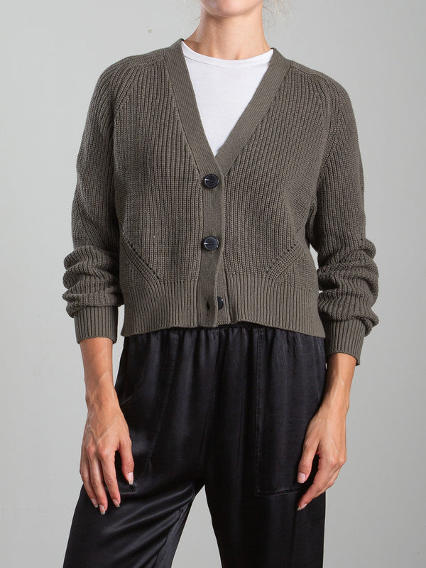 Bree Cotton Cardigan - Army