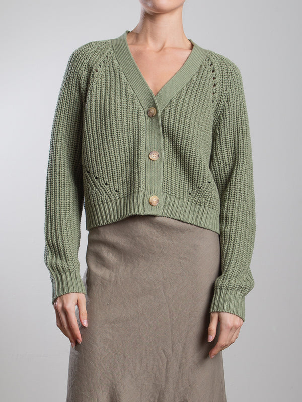 Molly Cotton Cardigan - Eucalyptus