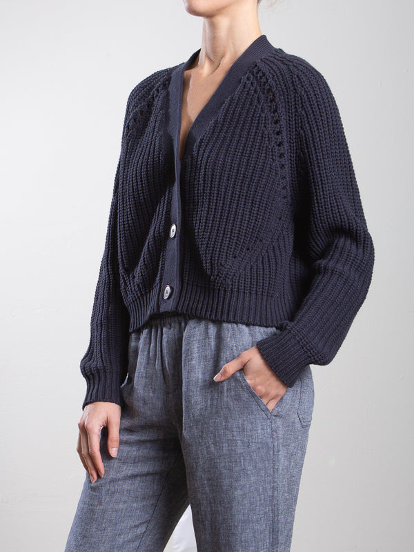 Molly Cotton Cardigan - Ink