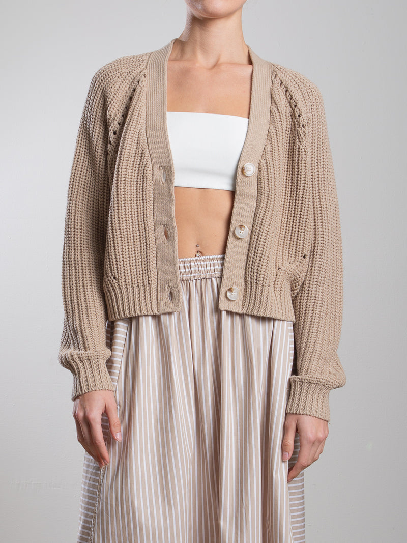 Molly Cotton Cardigan - Sand