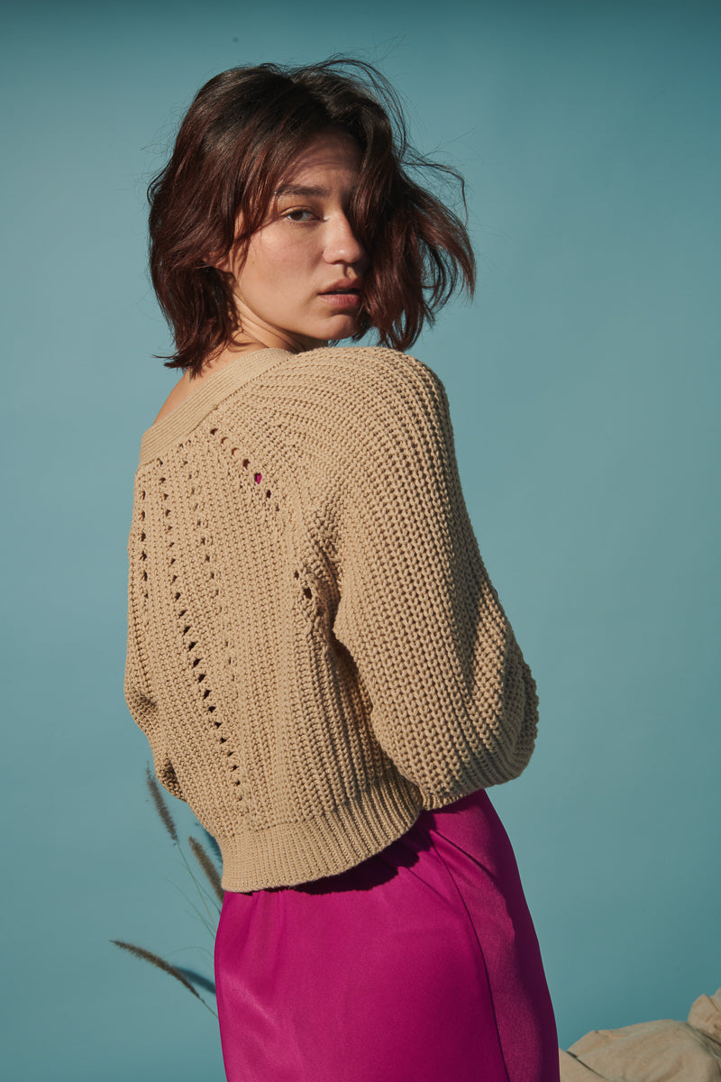 Molly Cotton Cardigan - Sand