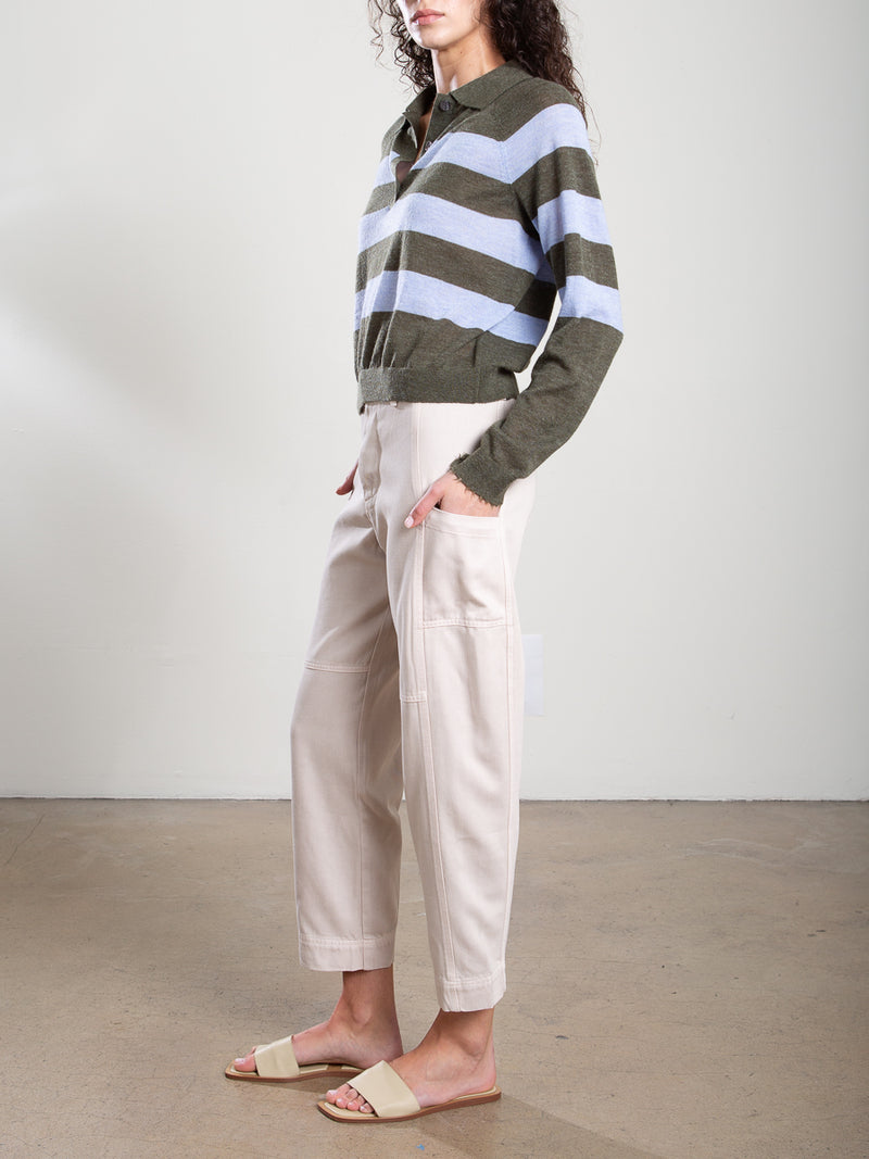 Jasper Polo in Stripe - Army/Crystal