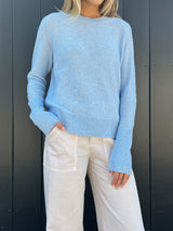 Adrian Crewneck in Cashmere - Pacific Blue