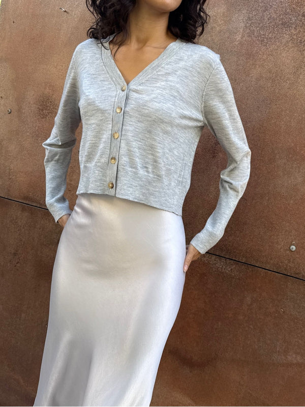 Remy Cardigan in Featherweight Cashmere - Pebble