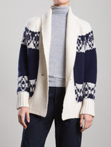 Lawrie Cardigan in Wool Cashmere - Navy/Ivory