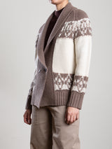 Lawrie Cardigan in Wool Cashmere - Mink/Ivory