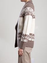 Lawrie Cardigan in Wool Cashmere - Mink/Ivory