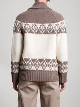 Lawrie Cardigan in Wool Cashmere - Mink/Ivory