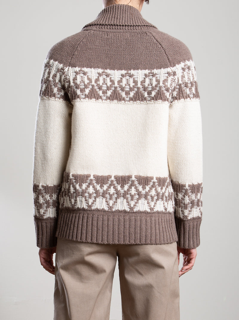 Lawrie Cardigan in Wool Cashmere - Mink/Ivory