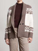 Lawrie Cardigan in Wool Cashmere - Mink/Ivory