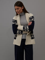 Lawrie Cardigan in Wool Cashmere - Navy/Ivory