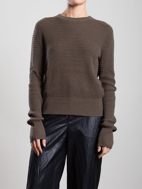 Liam Crewneck in Cotton Knitwear - Army