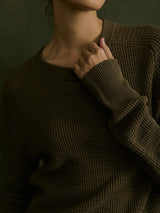 Liam Crewneck in Cotton Knitwear - Army