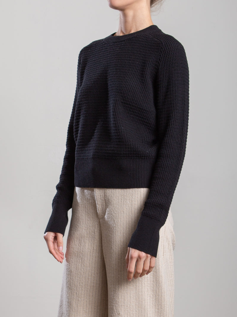 Liam Crewneck in Cotton Knitwear - Black