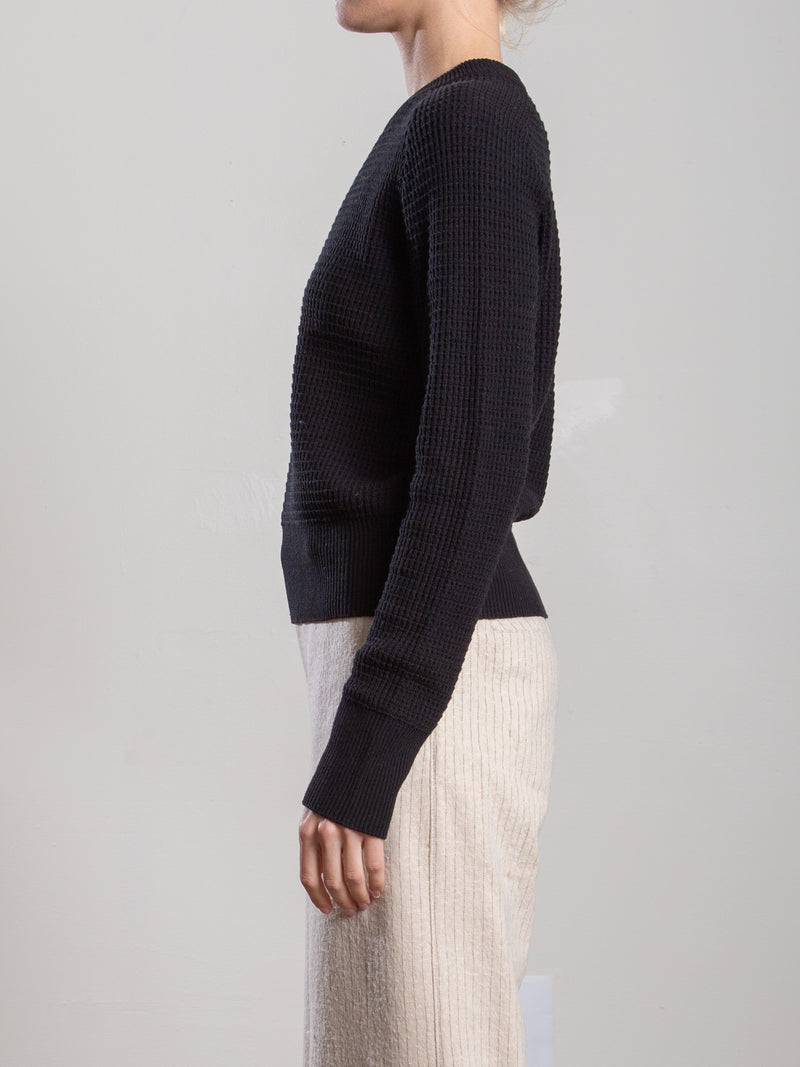 Liam Crewneck in Cotton Knitwear - Black