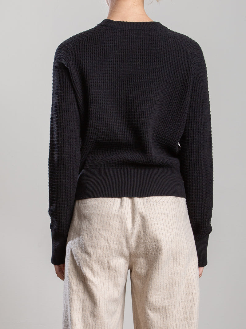 Liam Crewneck in Cotton Knitwear - Black