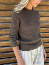 Liam Crewneck in Cotton Knitwear - Army