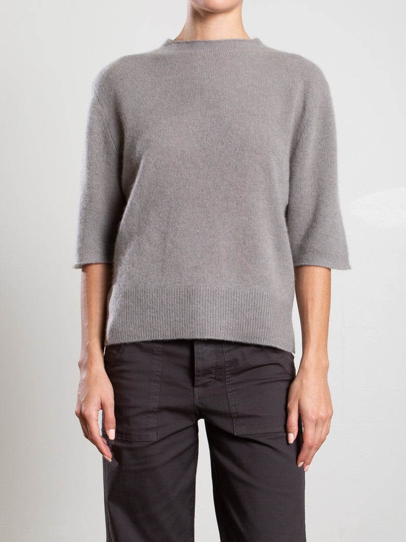 Renee Mockneck in Brushed Cashmere - Pebble