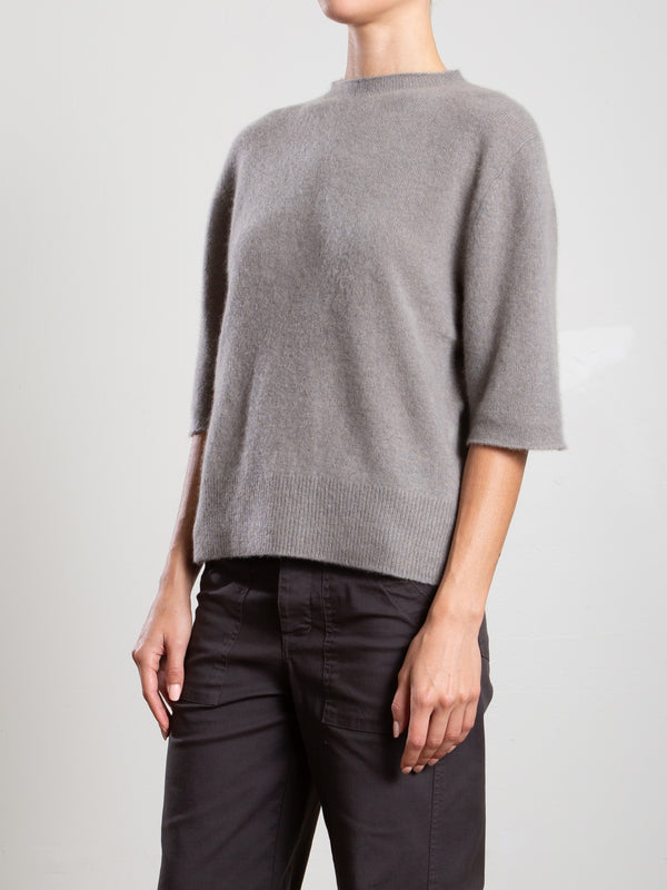 Renee Mockneck in Brushed Cashmere - Pebble