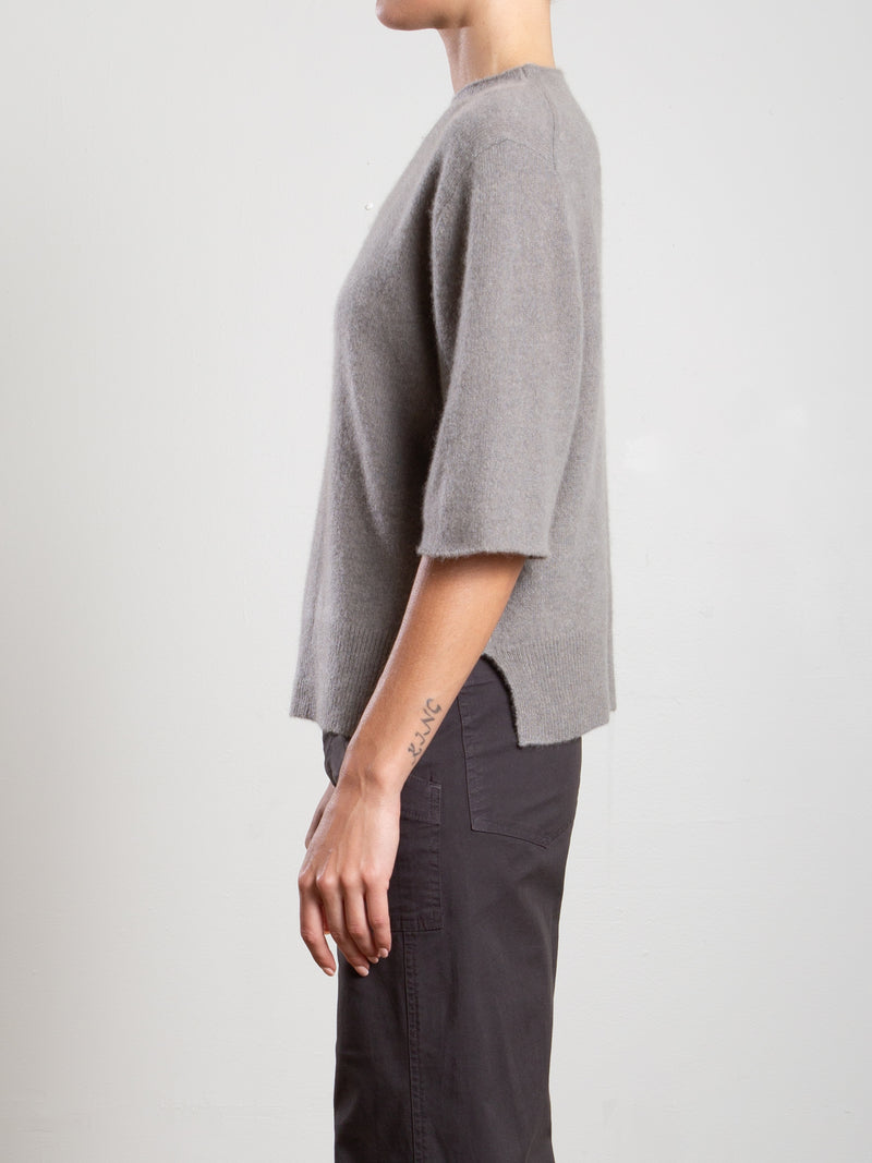 Renee Mockneck in Brushed Cashmere - Pebble