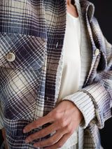 Laura Oversized Shirt Jacket in Plaid - Night/Oat