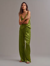 Taryn Pant in Vintage Satin - Lime