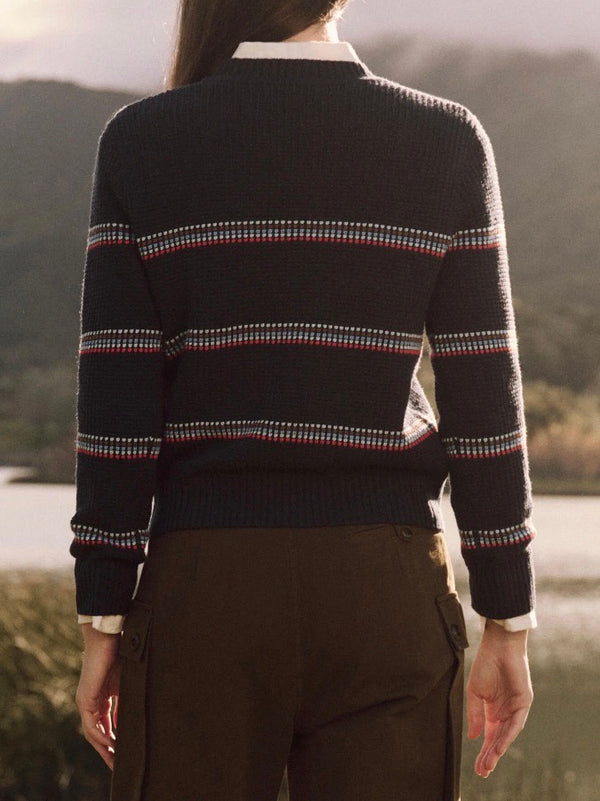 The Shrunken Pullover - Navy Ribbon Stripe