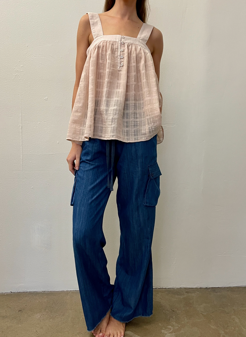 Mara Shirt in Gossamer Check - Blush *Final Sale*