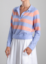 Jasper Polo in Stripe - Crystal/Peach