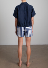 Poppy Short in Cotton Stripe - Navy