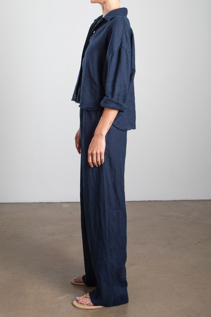 Casey Pant in French Linen - Ink