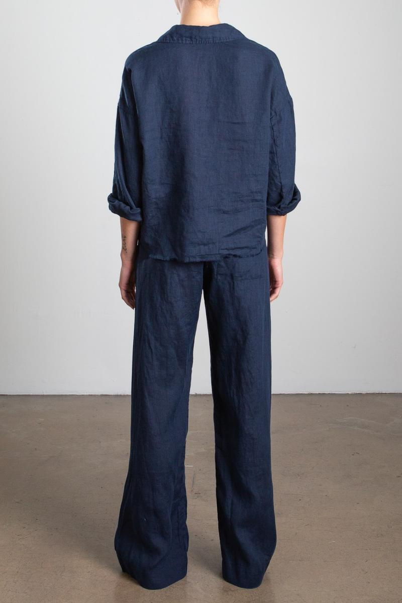 Casey Pant in French Linen - Ink