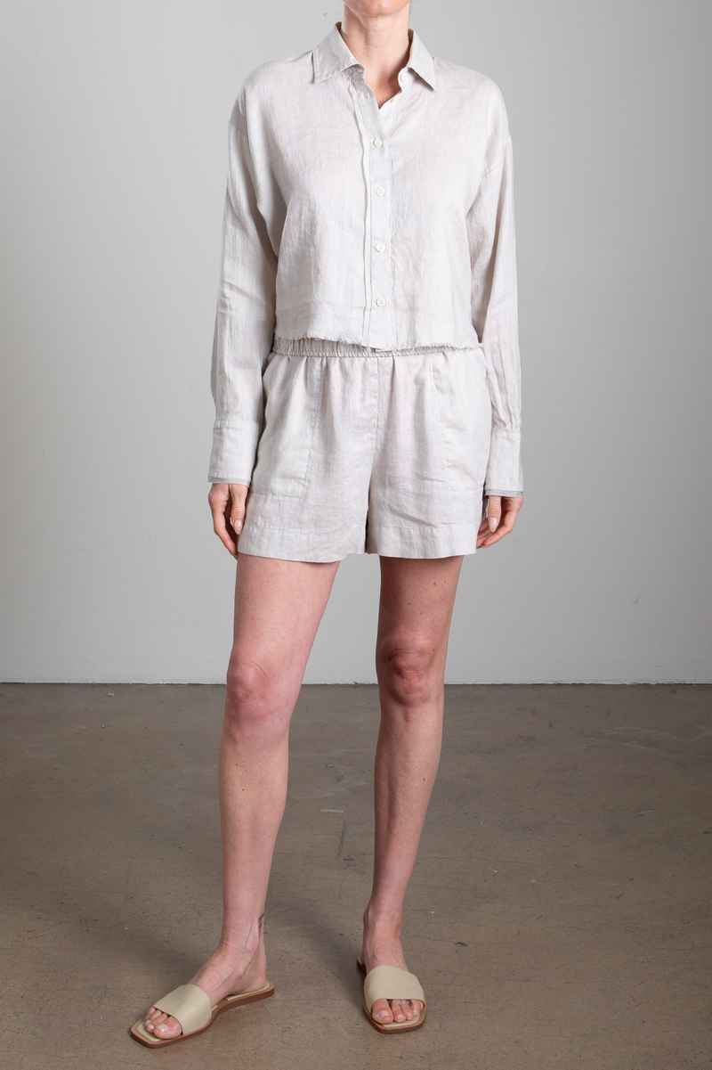 Poppy Short in French Linen - Cement