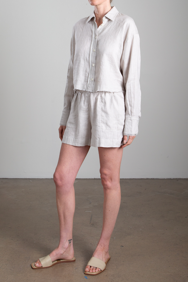 Poppy Short in French Linen - Cement